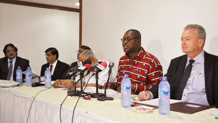  Dr George Dawson-Ahmoah (2nd right) and other members of the association addressing the press conference   -- 